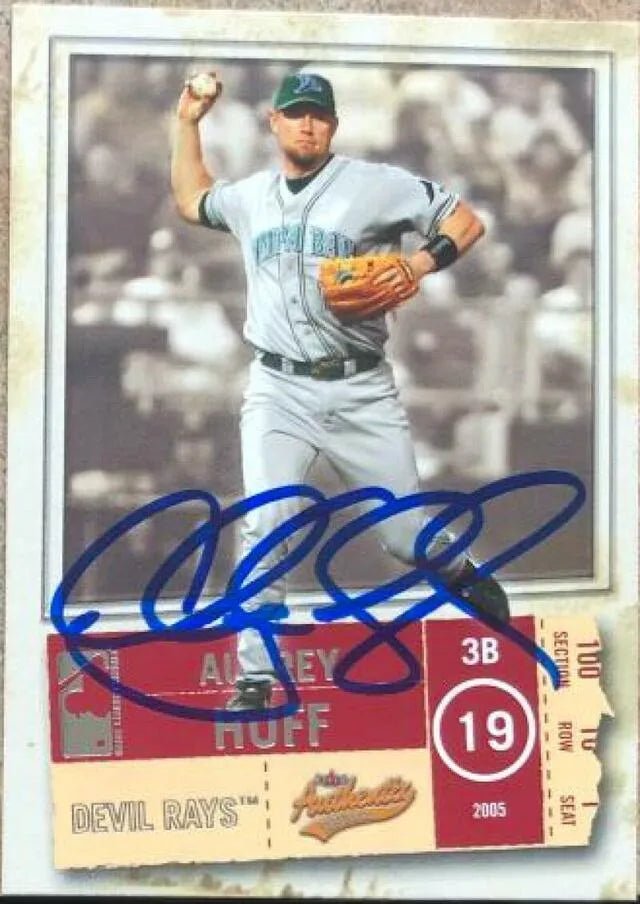 Aubrey Huff Signed 2005 Fleer Authentix Baseball Card - Tampa Bay Devil Rays