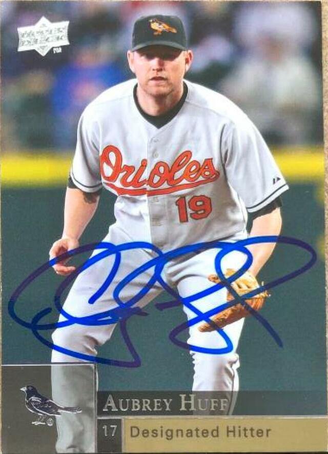 Aubrey Huff Signed 2009 Upper Deck Baseball Card - Baltimore Orioles - PastPros