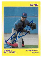 Barry Manuel Signed 1990 Star Baseball Card - Charlotte Rangers