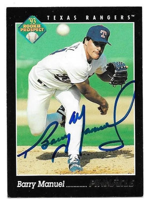 Barry Manuel Signed 1993 Pinnacle Baseball Card - Texas Rangers