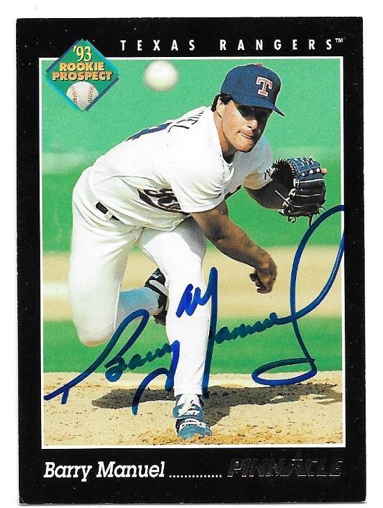 Barry Manuel Signed 1993 Pinnacle Baseball Card - Texas Rangers - PastPros