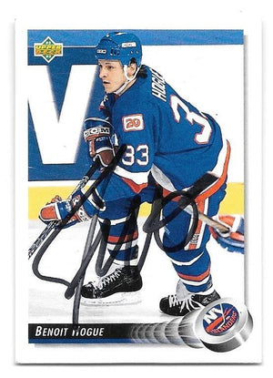 Benoit Hogue Signed 1992-93 Upper Deck Hockey Card - New York Islanders - PastPros