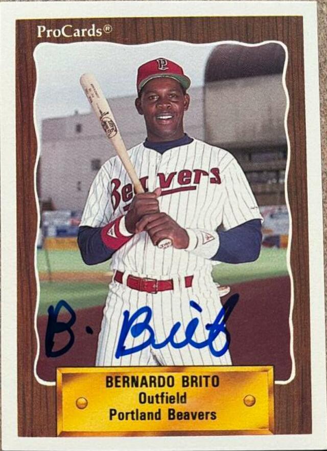 Bernardo Brito Signed 1990 Pro Cards Baseball Card - Portland Beavers - PastPros
