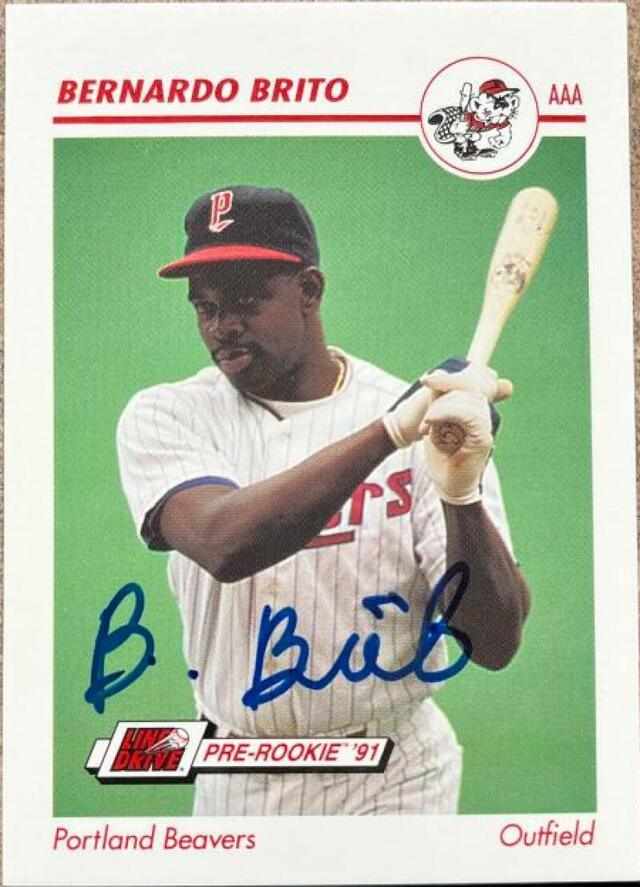 Bernardo Brito Signed 1991 Line Drive AAA Baseball Card - Portland Beavers - PastPros