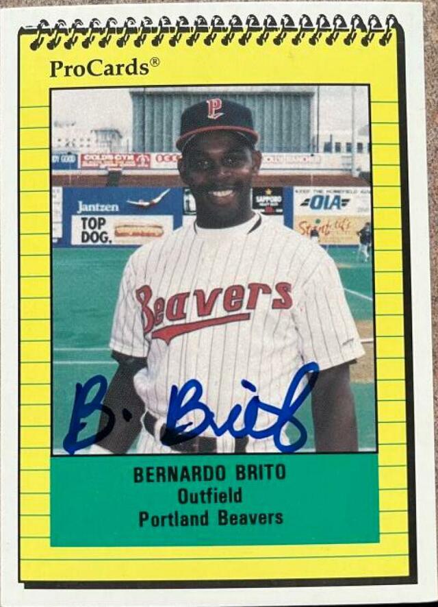Bernardo Brito Signed 1991 Pro Cards Baseball Card - Portland Beavers - PastPros