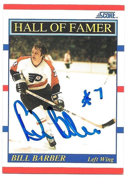 Bill Barber Signed 1990-91 Score Hockey Card - Philadelphia Flyers - PastPros