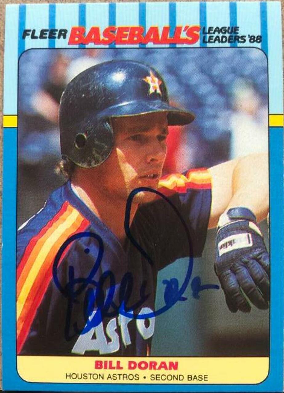 Bill Doran Signed 1988 Fleer League Leaders Baseball Card - Houston Astros - PastPros