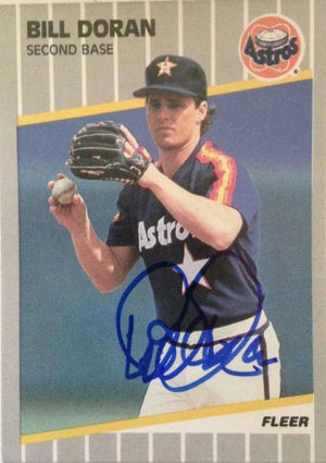 Bill Doran Signed 1989 Fleer Baseball Card - Houston Astros