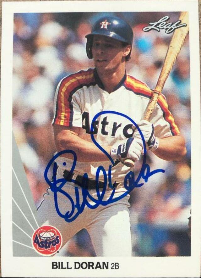 Bill Doran Signed 1990 Leaf Baseball Card - Houston Astros - PastPros