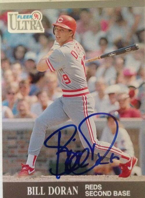 Bill Doran Signed 1991 Fleer Ultra Baseball Card - Cincinnati Reds - PastPros