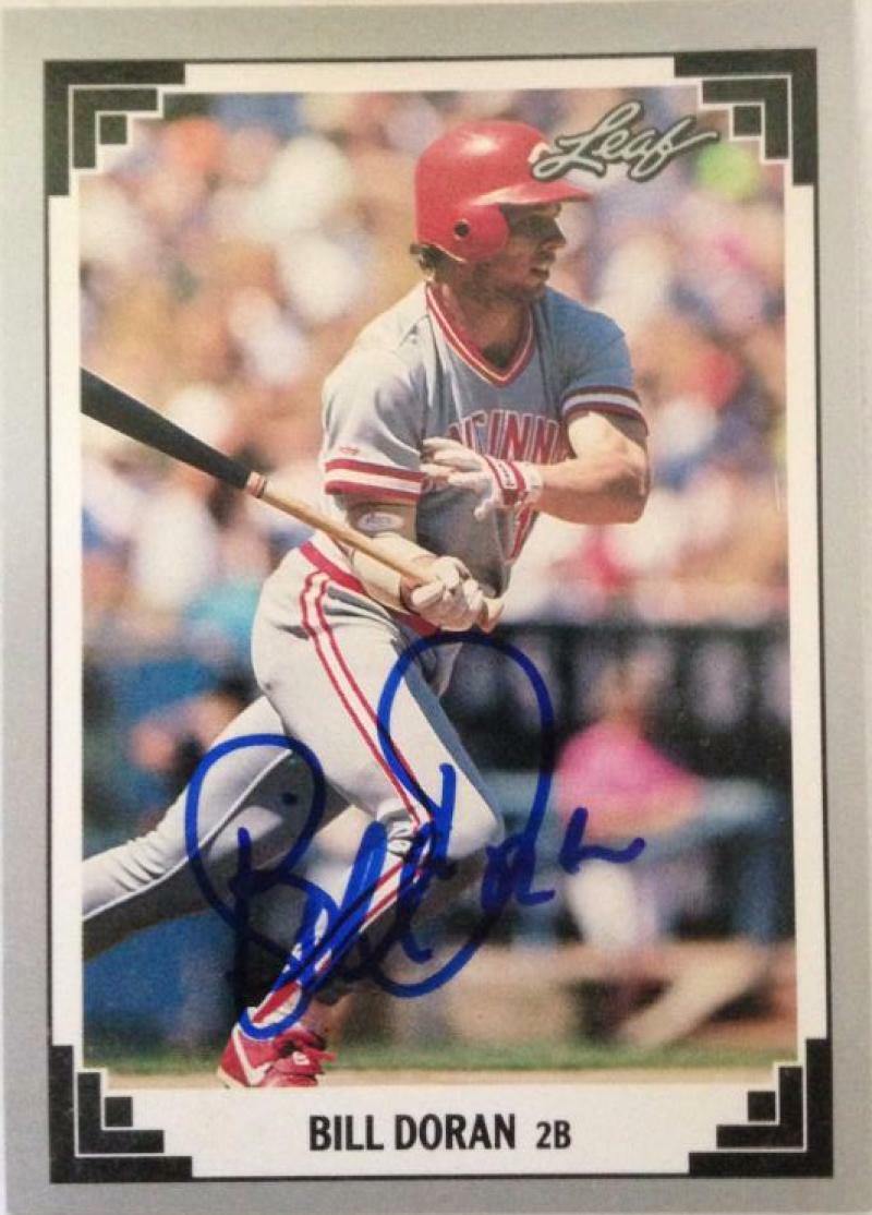 Bill Doran Signed 1991 Leaf Baseball Card - Cincinnati Reds - PastPros