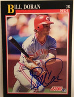 Bill Doran Signed 1991 Score Baseball Card - Cincinnati Reds - PastPros
