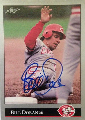Bill Doran Signed 1992 Leaf Baseball Card - Cincinnati Reds - PastPros