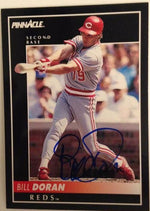 Bill Doran Signed 1992 Pinnacle Baseball Card - Cincinnati Reds - PastPros
