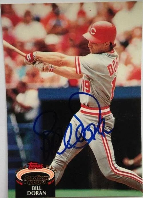 Bill Doran Signed 1992 Topps Stadium Baseball Card - Cincinnati Reds