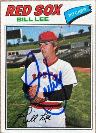 Bill Lee Signed 1977 Topps Baseball Card - Boston Red Sox