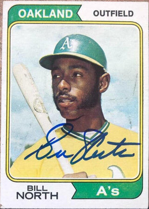 Bill North Signed 1974 Topps Baseball Card - Oakland A's - PastPros
