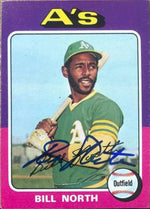 Bill North Signed 1975 Topps Mini Baseball Card - Oakland A's