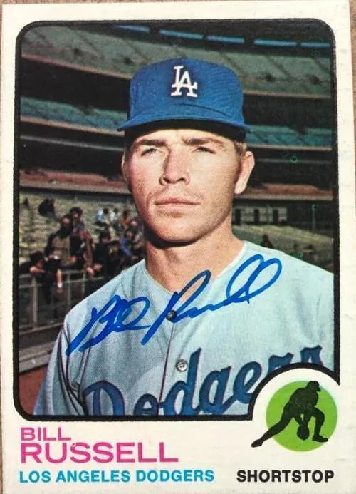 Bill Russell Signed 1973 Topps Baseball Card - Los Angeles Dodgers