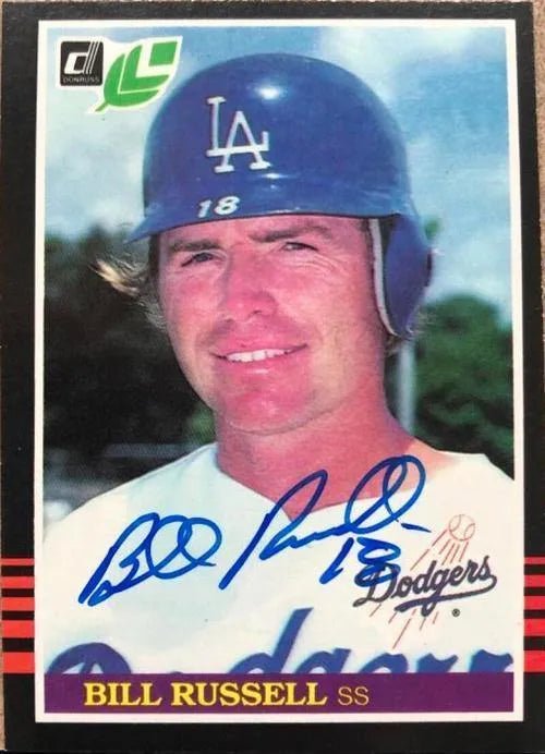 Bill Russell Signed 1985 Leaf Baseball Card - Los Angeles Dodgers