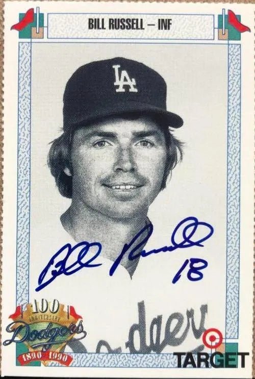 Bill Russell Signed 1991 Target Baseball Card - Los Angeles Dodgers