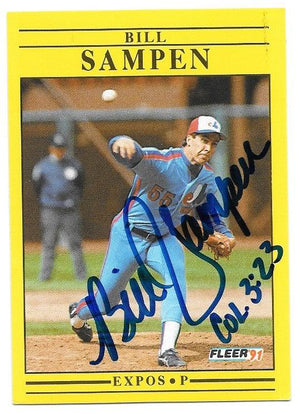 Bill Sampen Signed 1991 Fleer Baseball Card - Montreal Expos - PastPros