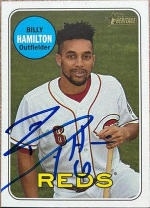 Billy Hamilton Signed 2018 Topps Heritage Baseball Card - Cincinnati Reds - PastPros