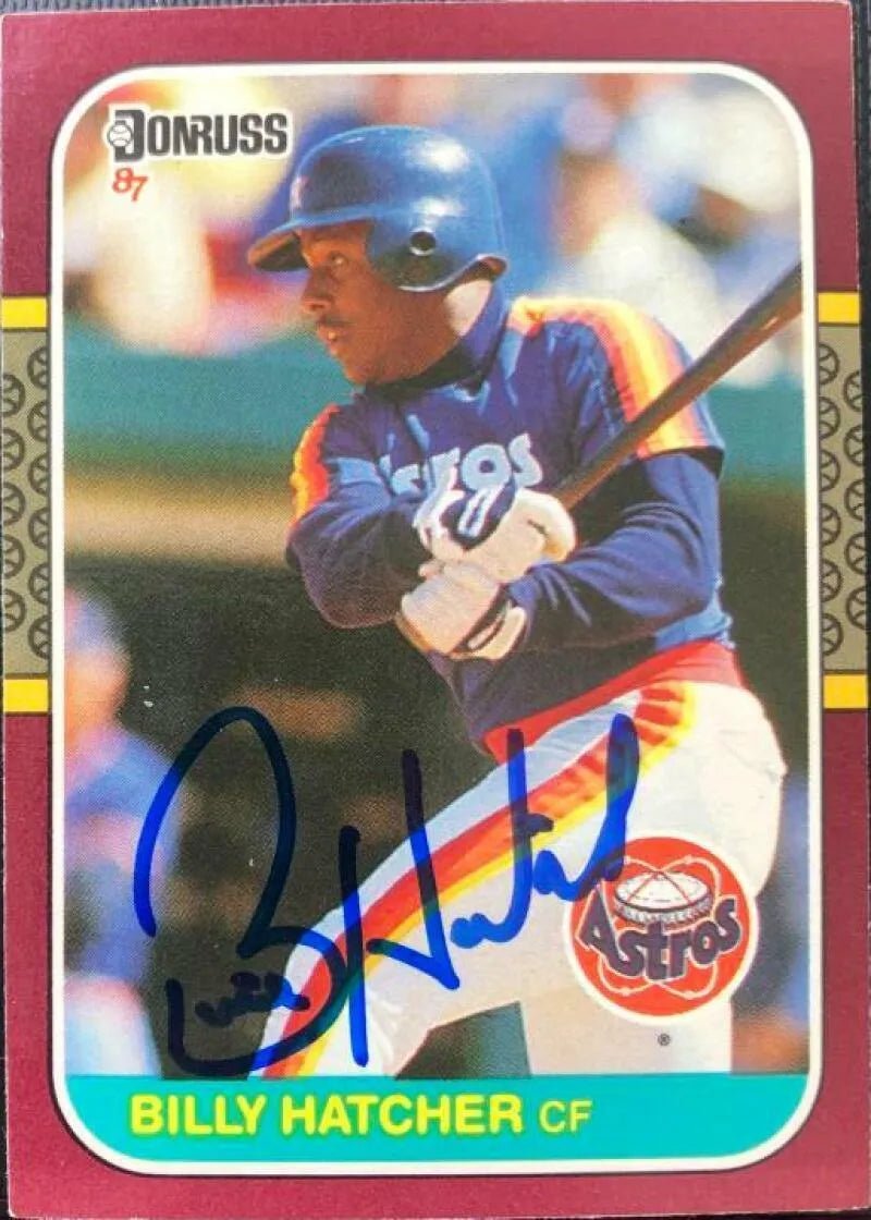 Billy Hatcher Signed 1987 Donruss Opening Day Baseball Card - Houston Astros