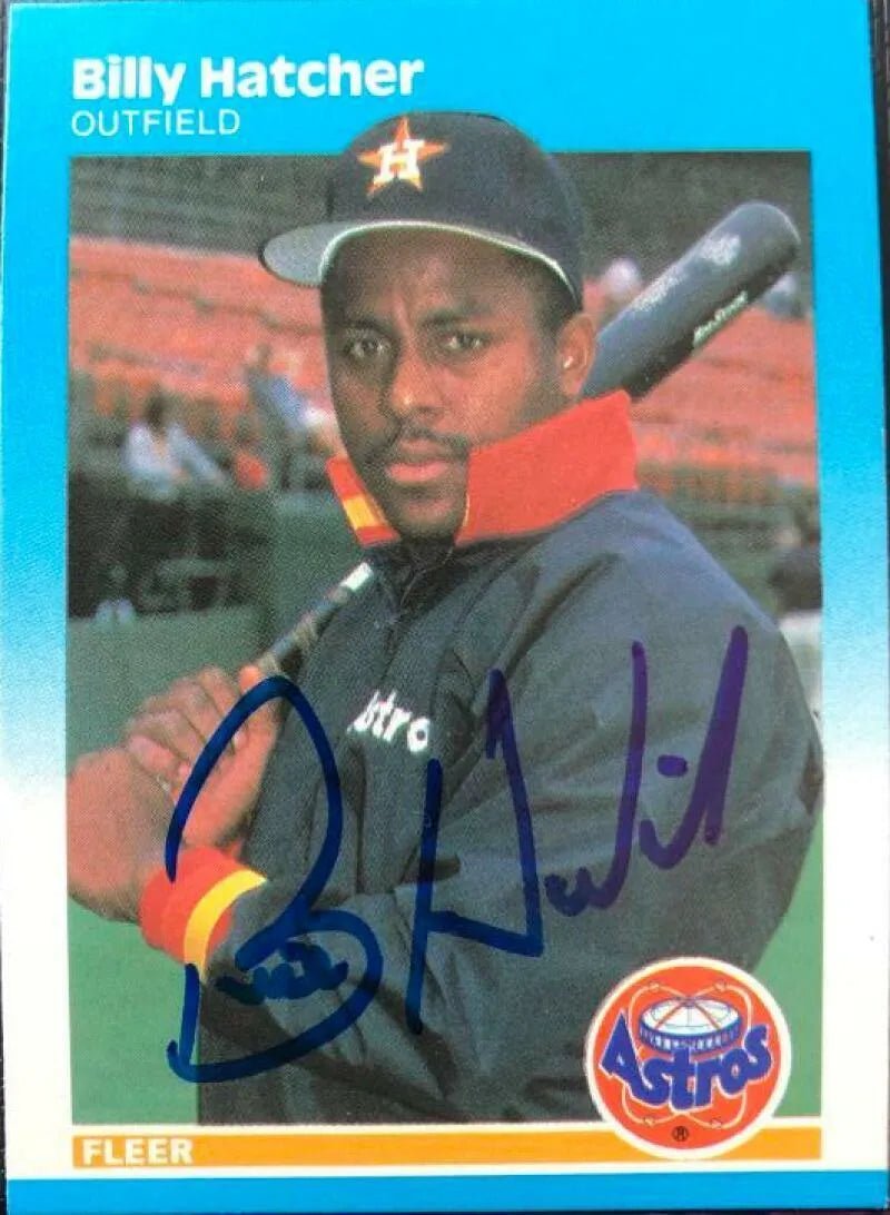 Billy Hatcher Signed 1987 Fleer Baseball Card - Houston Astros