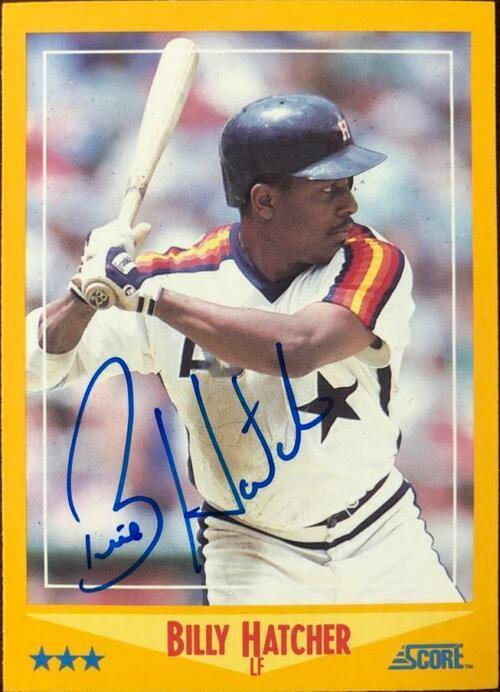 Billy Hatcher Signed 1988 Score Baseball Card - Houston Astros - PastPros
