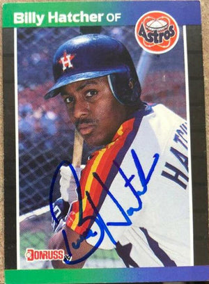 Billy Hatcher Signed 1989 Donruss Baseball Card - Houston Astros - PastPros