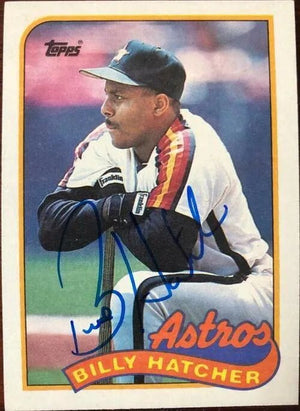 Billy Hatcher Signed 1989 Topps Baseball Card - Houston Astros