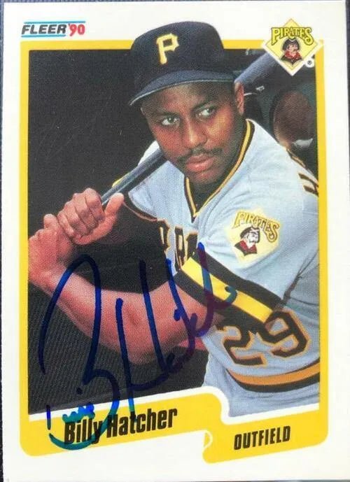 Billy Hatcher Signed 1990 Fleer Baseball Card - Pittsburgh Pirates