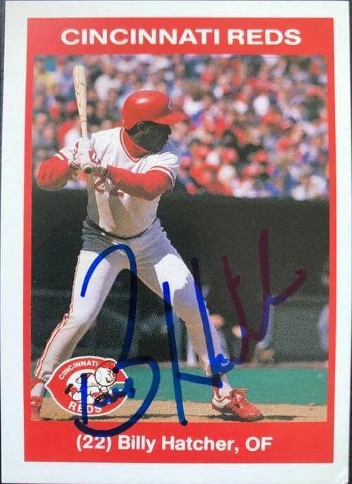 Billy Hatcher Signed 1990 Kahn's Baseball Card - Cincinnati Reds