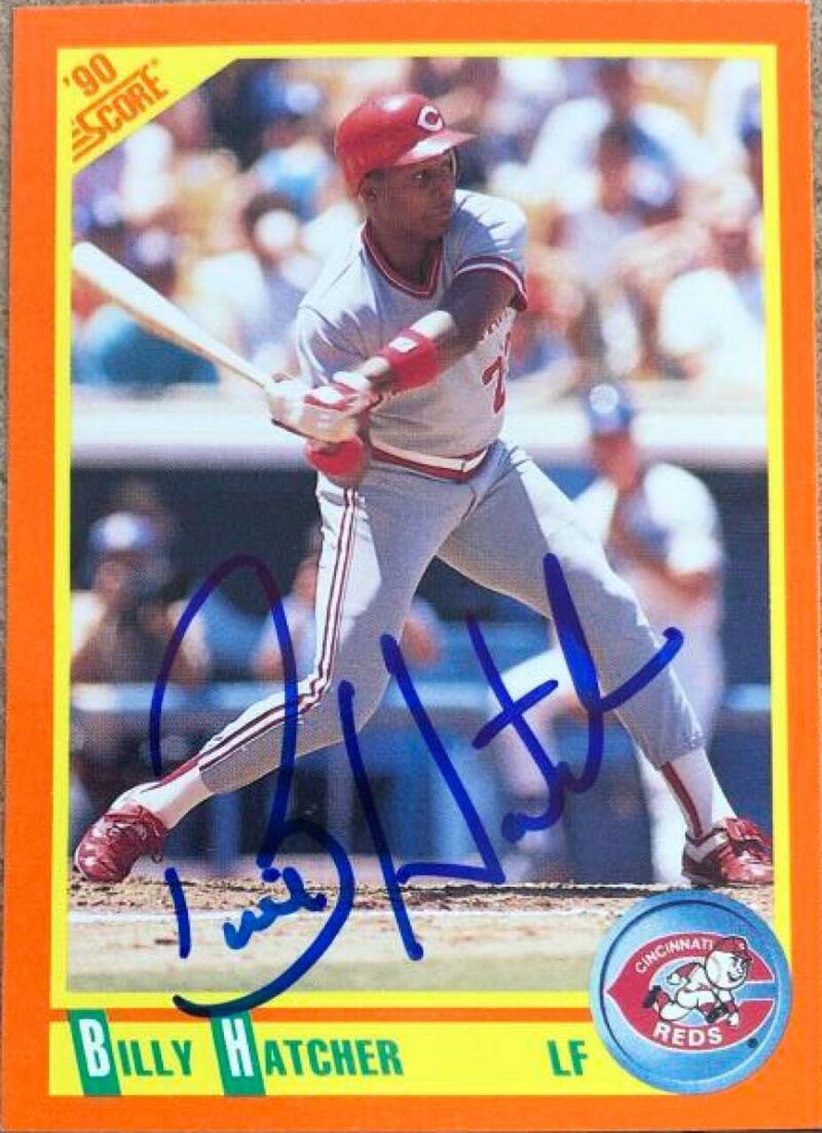 Billy Hatcher Signed 1990 Score Rookie/Traded Baseball Card - Cincinnati Reds - PastPros