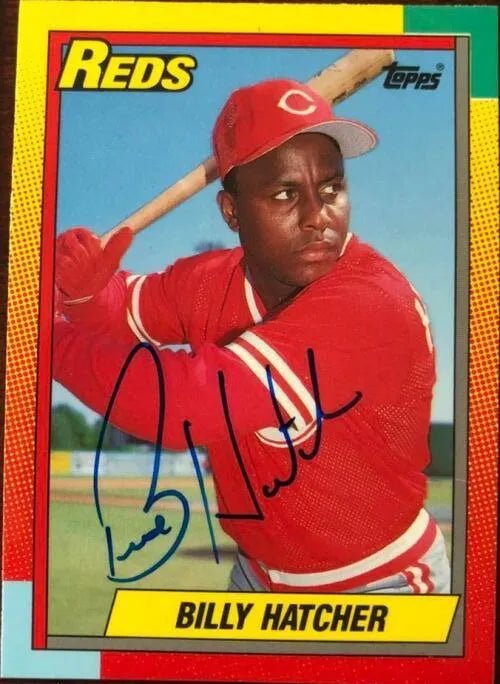 Billy Hatcher Signed 1990 Topps Tiffany Baseball Card - Cincinnati Reds
