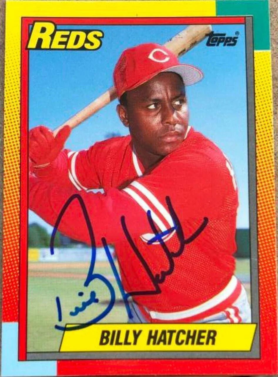 Billy Hatcher Signed 1990 Topps Traded Baseball Card - Cincinnati Reds
