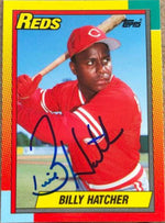 Billy Hatcher Signed 1990 Topps Traded Baseball Card - Cincinnati Reds - PastPros