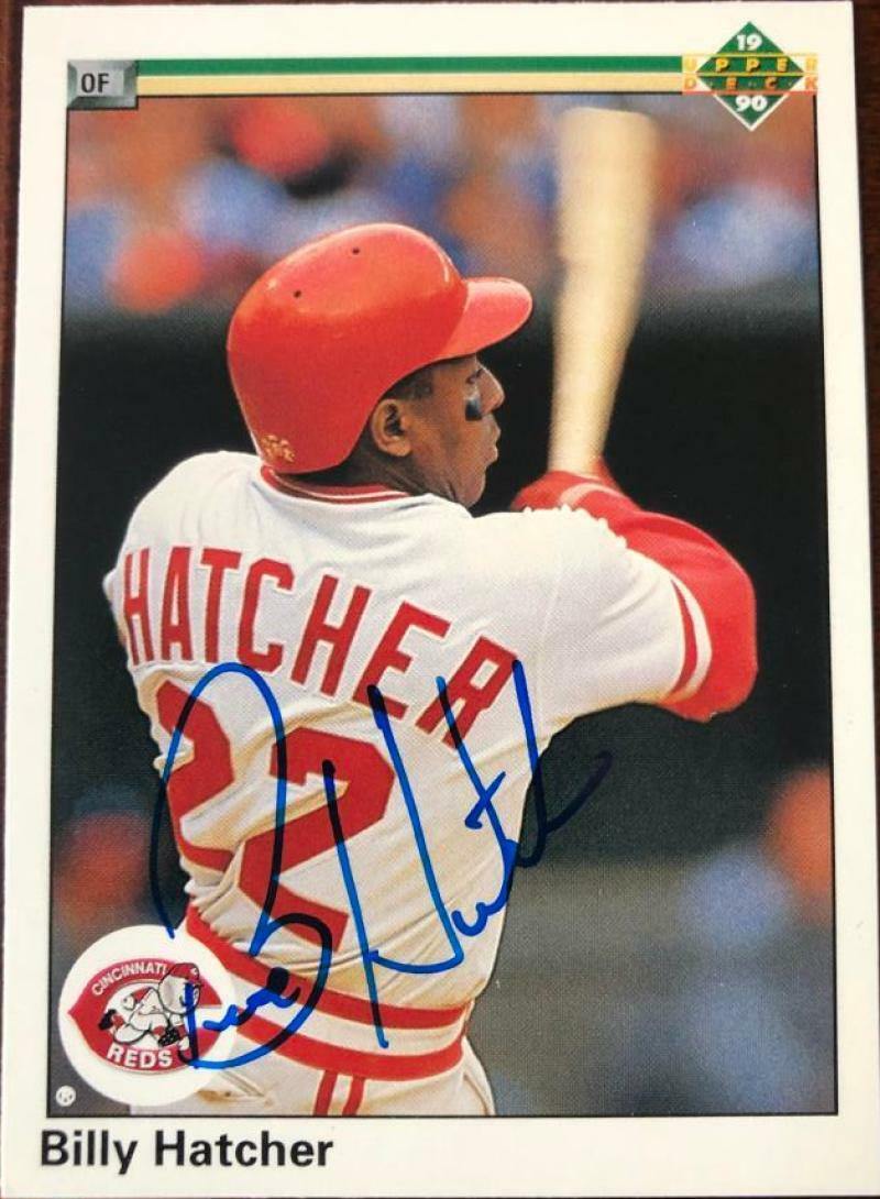 Billy Hatcher Signed 1990 Upper Deck Baseball Card - Cincinnati Reds - PastPros