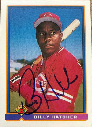 Billy Hatcher Signed 1991 Bowman Baseball Card - Cincinnati Reds - PastPros