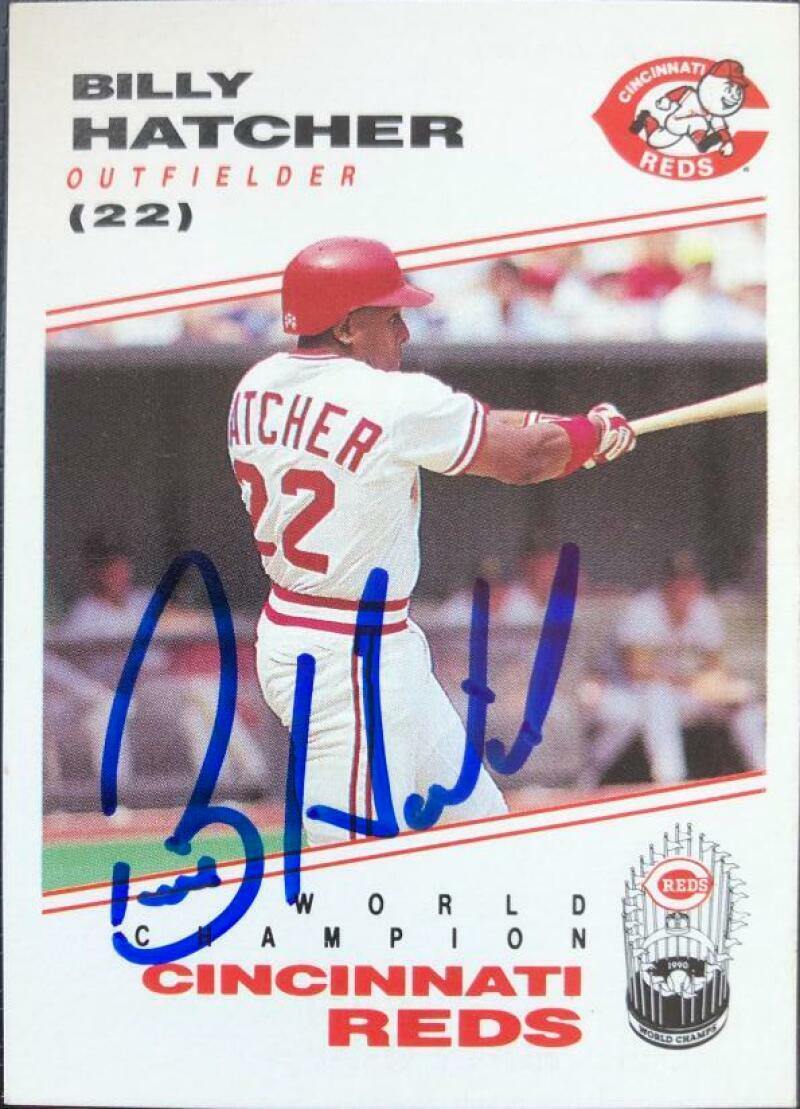 Billy Hatcher Signed 1991 Kahn's Baseball Card - Cincinnati Reds - PastPros