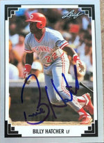 Billy Hatcher Signed 1991 Leaf Baseball Card - Cincinnati Reds