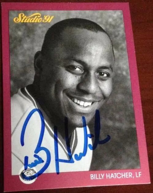 Billy Hatcher Signed 1991 Studio Baseball Card - Cincinnati Reds
