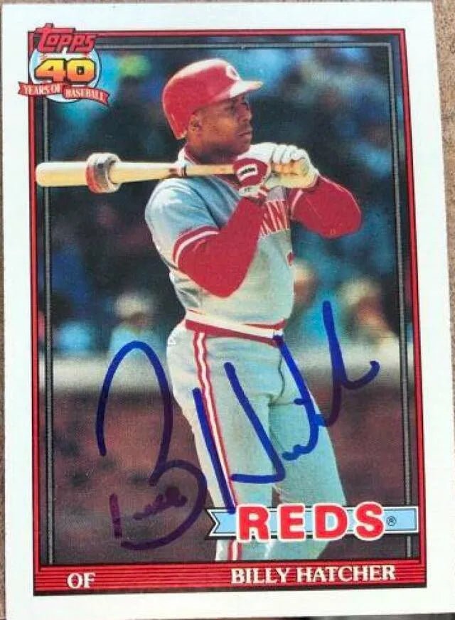 Billy Hatcher Signed 1991 Topps Baseball Card - Cincinnati Reds