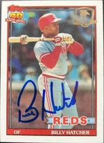 Billy Hatcher Signed 1991 Topps Desert Shield Baseball Card - Cincinnati Reds