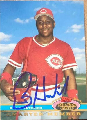 Billy Hatcher Signed 1991 Topps Stadium Club Charter Member Baseball Card - Cincinnati Reds
