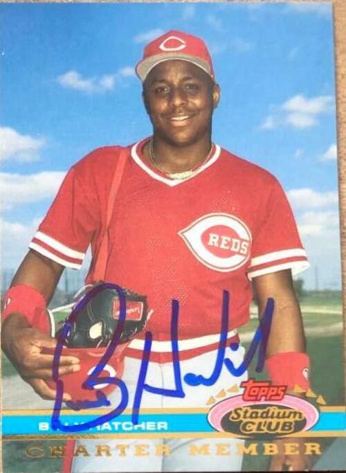 Billy Hatcher Signed 1991 Topps Stadium Club Charter Member Baseball Card - Cincinnati Reds - PastPros