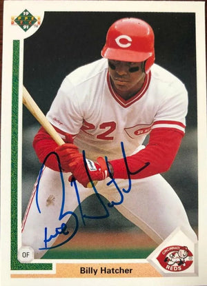 Billy Hatcher Signed 1991 Upper Deck Baseball Card - Cincinnati Reds