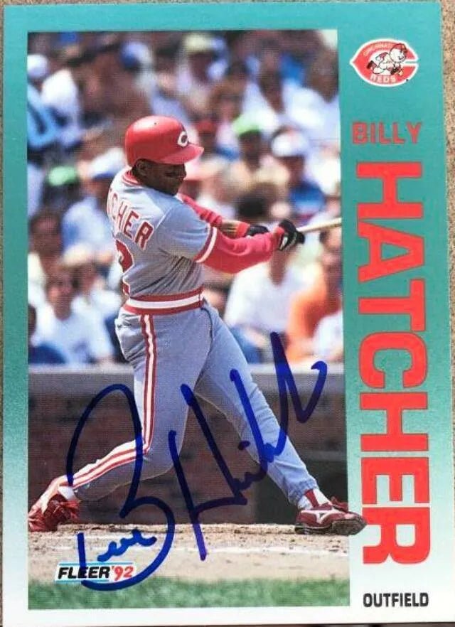 Billy Hatcher Signed 1992 Fleer Baseball Card - Cincinnati Reds