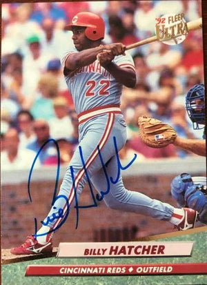 Billy Hatcher Signed 1992 Fleer Ultra Baseball Card - Cincinnati Reds - PastPros